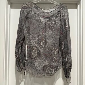 Paisley Print Sheer Silk Women's Top